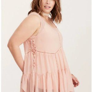 Torrid Chiffon Lace Up Sides Blush Sleeveless Top Size 2